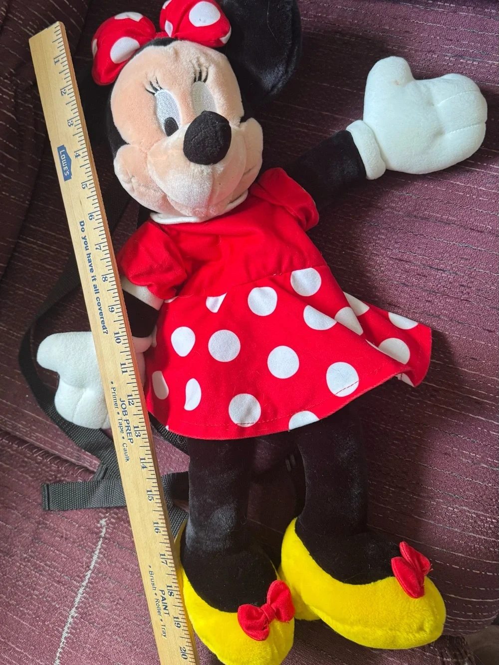 Vintage Disney Minnie Mouse Plush Backpack Red Polka Dot Dress - 21”